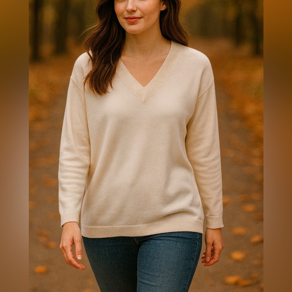 Kenneth Cole Women’s Cream V-Neck Sweater – Size M (NWOT)